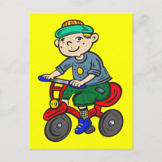 Boy Riding Tricycle Vykort