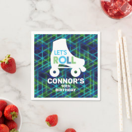 Boy Roller Skating Birthday Låt oss Roll Pappersservett