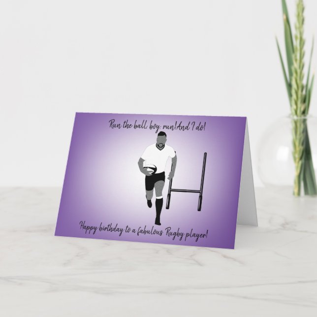 Boy Rugby Player Birthday Card Kort (Framsida)