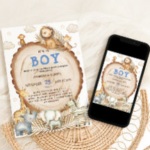 Boy Rustic Boho Safari Animals Baby Shower