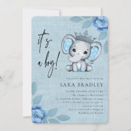 Boy Rustic burlap elephant-blommdusch Inbjudningar