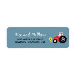 Boy Rustic Farm Tractor Baby Shower Returadress Etikett