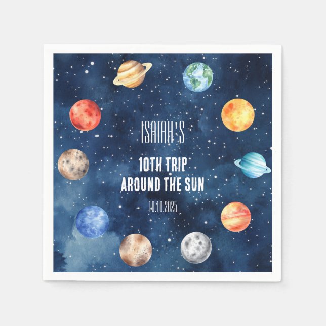 Boy Rymden 10:e Resa runt Sol födelsedag Pappersservett (Framsidan)