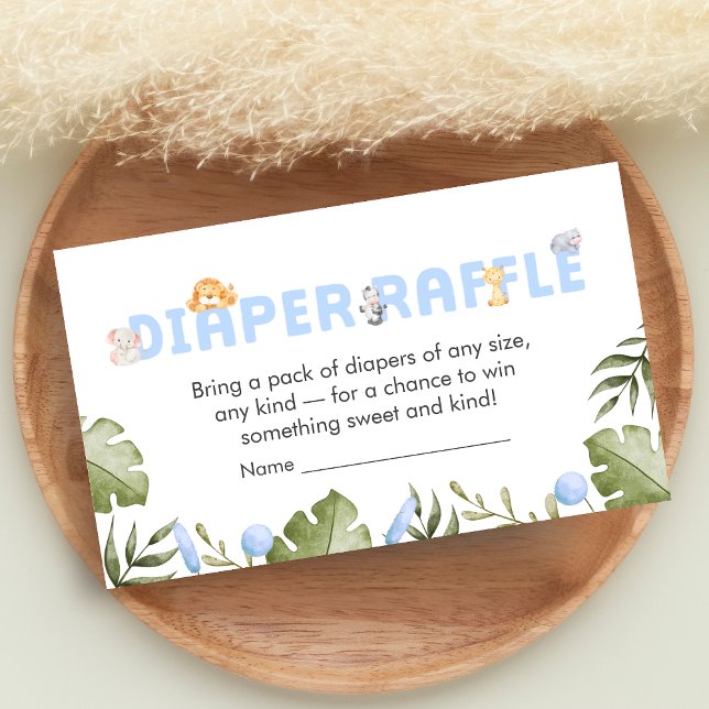 Boy Safari Animal Baby Shower Diaper Raffle Tilläggskort (Safari Jungle Animals Baby Shower Diaper Raffle)