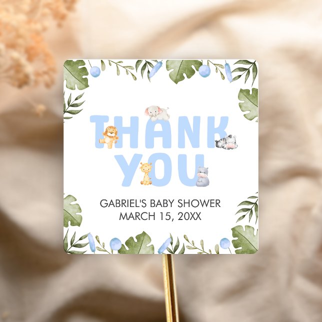 Boy Safari Animal Baby Shower  Gåvor Etiketter (Safari Jungle Animals Baby Shower Sticker)