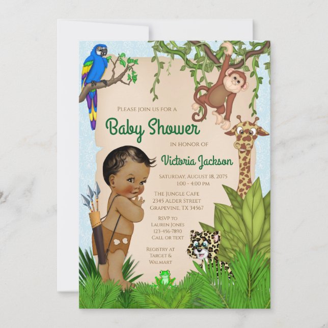 Boy Safari Animal Baby Shower-inbjudan Inbjudningar (Framsida)