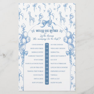 Boy Safari Animal Blue Baby Shower Mamma Game