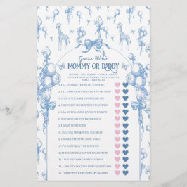 Boy Safari Animal Blue Shower Mamma Pappa Game