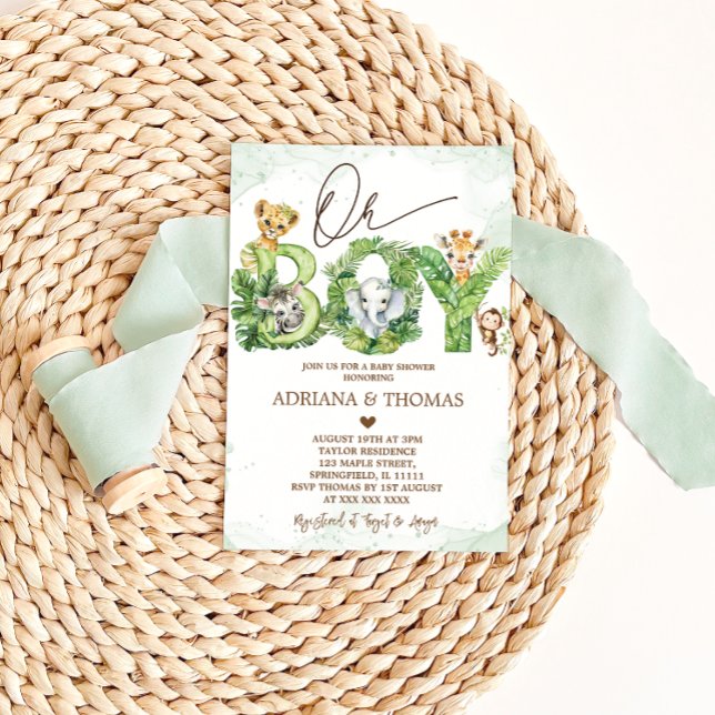Boy Safari Animals Baby Shower-inbjudan Inbjudningar (Skapare uppladdad)