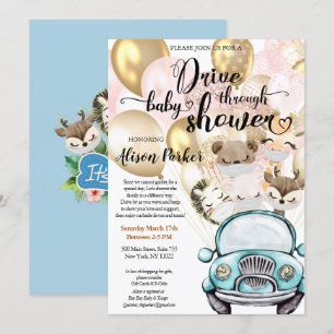 Boy Safari Animals Jungle Drive by Baby Shower Inbjudningar