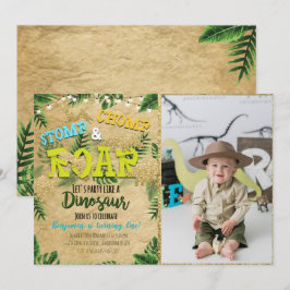 Boy Safari Dinosaur Birthday bjudande med foto Inbjudningar