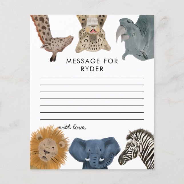 Boy Safari Födelsedagsfest Time Capsule Note Card (Framsida)