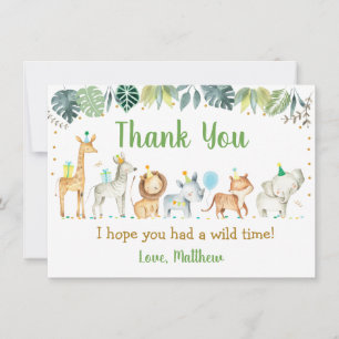 Boy Safari Party Animal Birthday Tack Kort