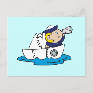 Boy Sailor in Boat Tshirts and Gifts Vykort