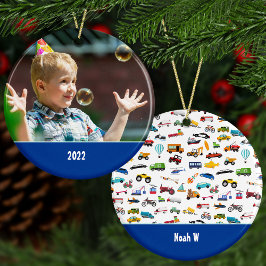 Boy Sak som flyttar Fordon Cars Photo jul Julgransprydnad Keramik