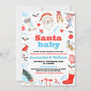 Boy Santa Baby Baby Shower Inbjudningar