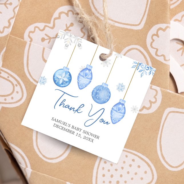 Boy Santa Baby jul Baby Shower Square Gåvor Etiketter (Santa Baby Christmas Baby Shower Favor Tags)