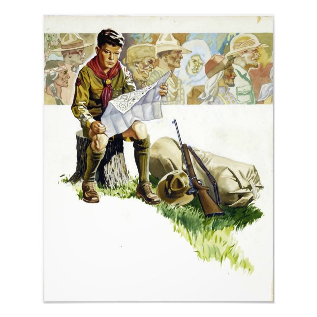 Boy Scout Karta Norman Rockwell Art Art. Fototryck (Framsidan)