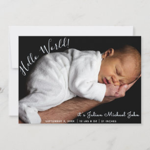 Boy Script Newborn Stats Photo Collage Birth Meddelande
