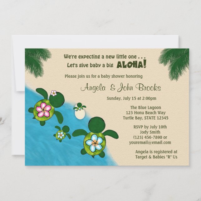 BOY Sea TURTLE Baby Shower Family BLUE Honu 284 Inbjudningar (Framsida)