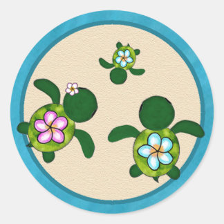 BOY Sea TURTLE Baby Shower (Honu) 02B Seal Sticker Runt Klistermärke