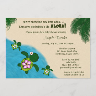BOY Sea TURTLE Baby Shower Inbjudan TWIN (Honu) 02
