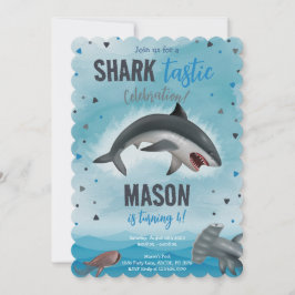 Boy Shark Birthday Shark Tastic Firande Inbjudningar