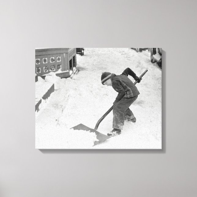Boy Shoveling Snö, 1940 Canvastryck (Framsida)