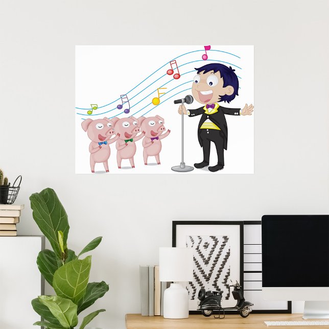 Boy Singing med Tre Grisar Choir Poster (Skapare uppladdad)