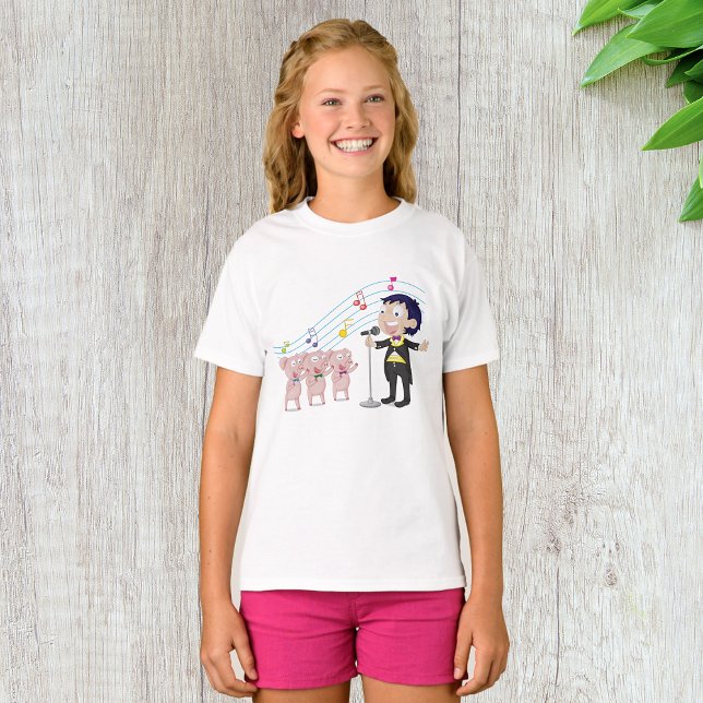 Boy Singing med Tre Grisar Choir T Shirt (Skapare uppladdad)