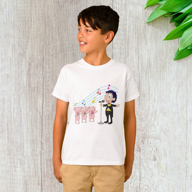 Boy Singing med Tre Grisar Choir T Shirt (Skapare uppladdad)