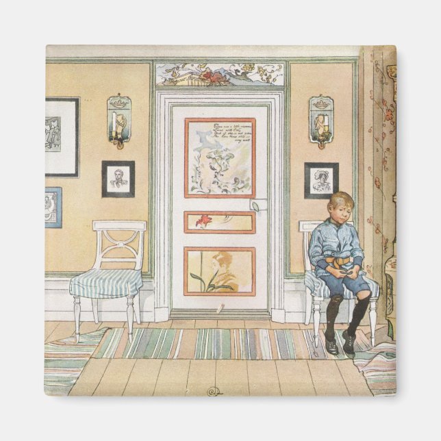 Boy Sitta i Corner (av Carl Larsson) Magnet (Framsidan)
