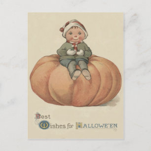 Boy Sitta on Giant Pumpkin Vykort