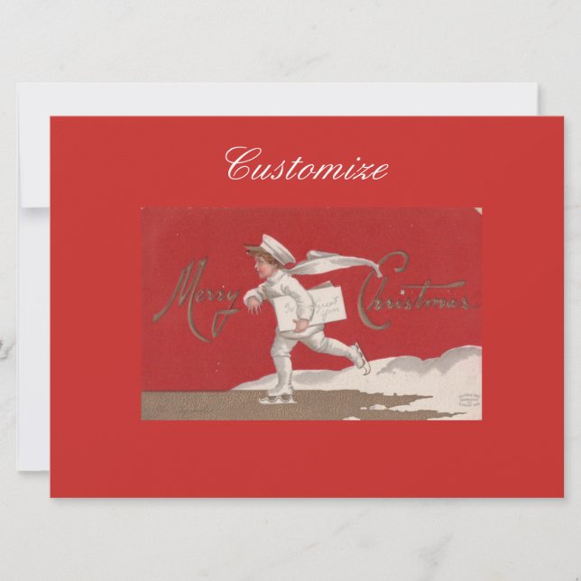 Boy Skating Vintage Thunder_Cove jul Julkort (Framsida)