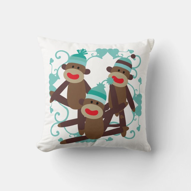 Boy Sock monkey Pillow Kudde (Framsida)