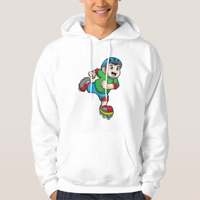 Boy som Skater med Skates & Helmet Hoodie (Framsida)