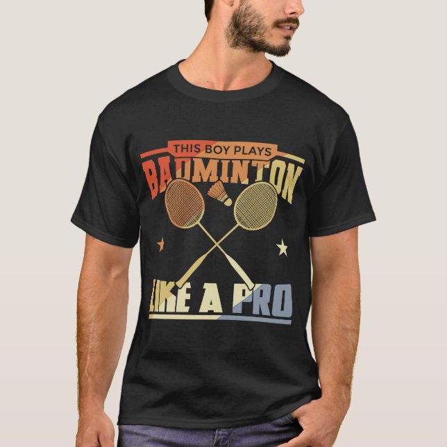 Boy som spelar Badminton T Shirt (Framsida)