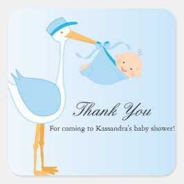 Boy Speciell Delivery Stork Baby Shower Sticker Fyrkantigt Klistermärke