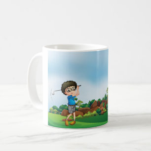 Boy Spela Golf Kaffemugg