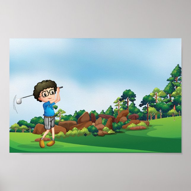 Boy Spela Golf Poster (Framsidan)
