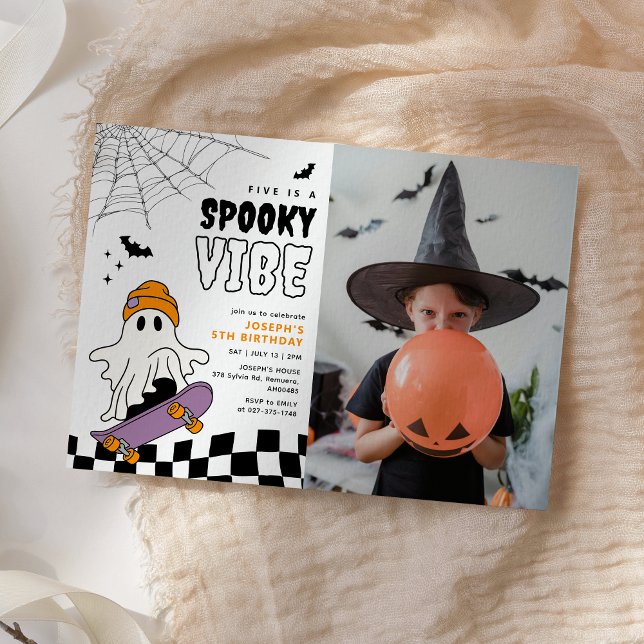Boy Spooky Halloween Birthday Photo Investigation Inbjudningar (Skapare uppladdad)