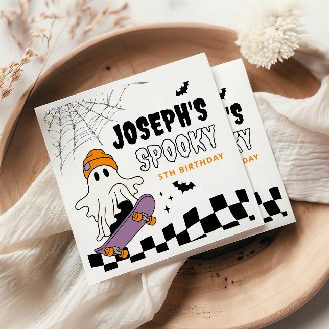 Boy Spooky Halloween Födelsedagsfest Napkins Pappersservett (Skapare uppladdad)