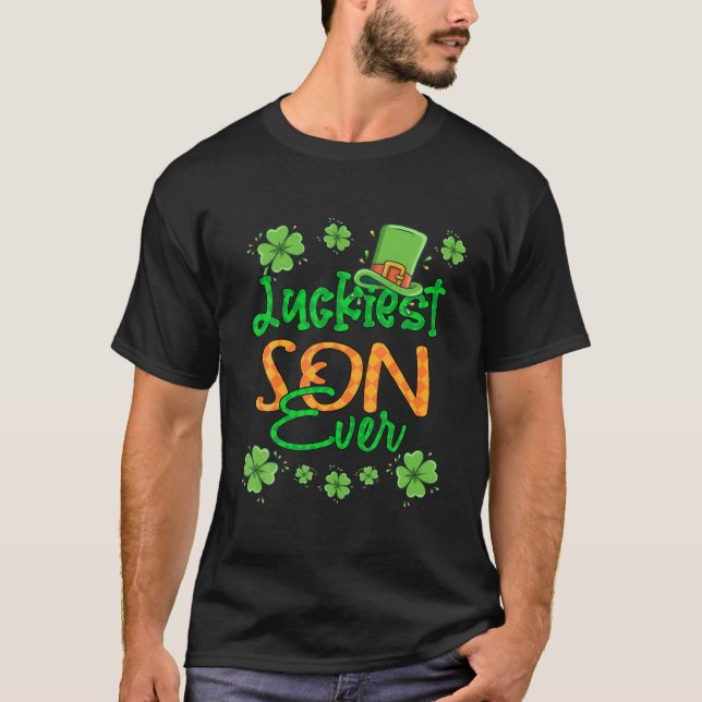 Boy St Patrick Day Luckiest Son nånsin St Patricks T Shirt (Framsida)