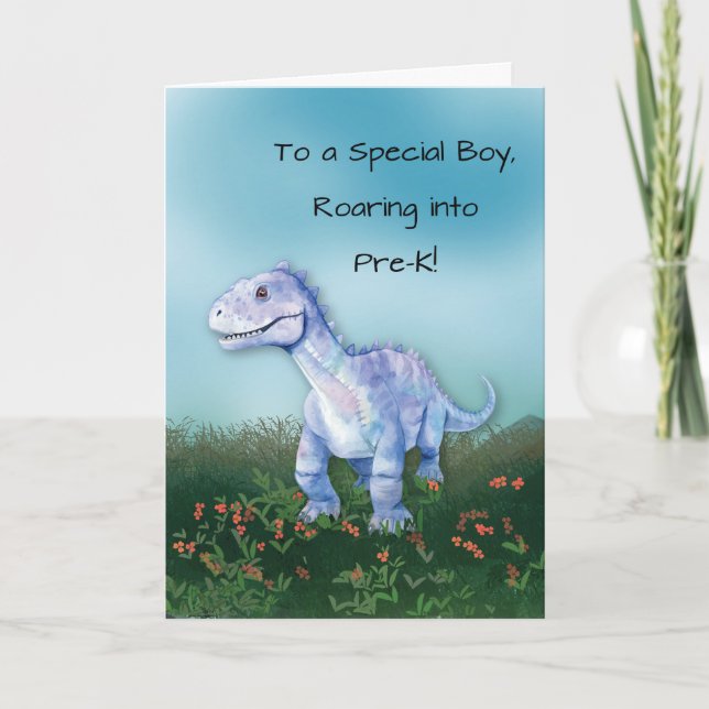 Boy Start Pre-K Dinosaur Kort (Framsida)