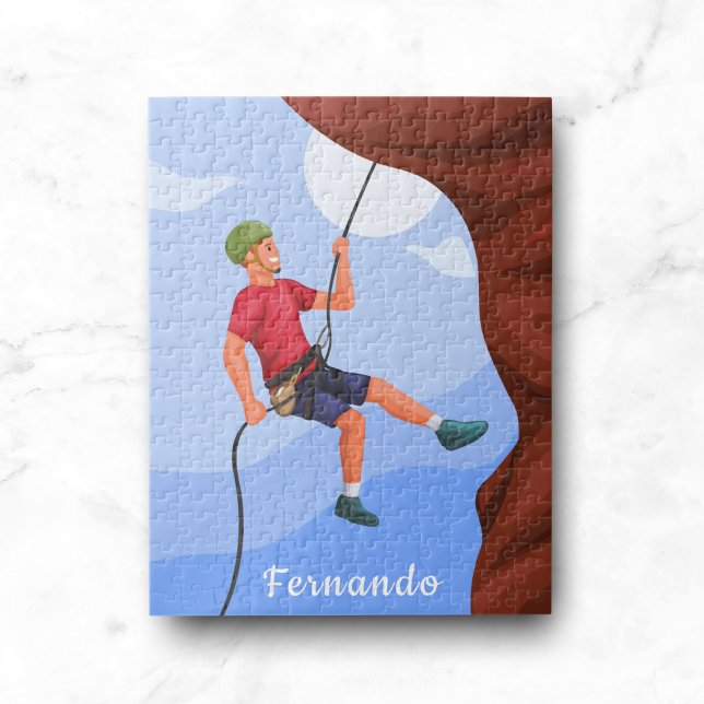 Boy Sten klättrande Illustration Namn Personlig Pussel (Skapare uppladdad)