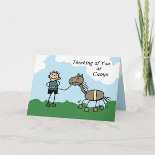 Boy Stick figur Horse Camp tänker på dig Kort