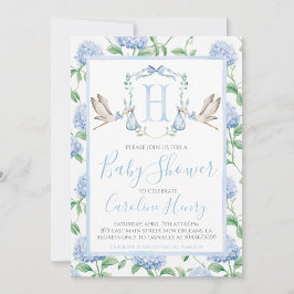 Boy Stork Vapensköld Baby Shower-inbjudan Inbjudningar