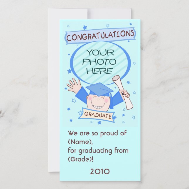 Boy Student Kindergarten / Preschool Photo Card Meddelande (Framsida)