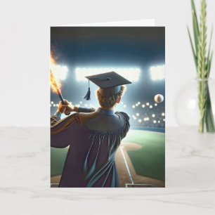 Boy Student simmar en Flaming Baseball Fladdermus Kort