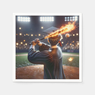 Boy Student simmar en Flaming Baseball Fladdermus Pappersservett